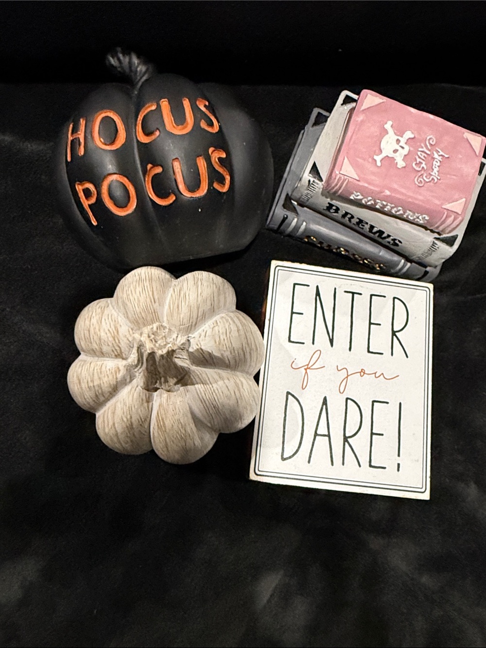 Hocus Pocus Black Decorative Pumpkin & White Accent Pumpkin